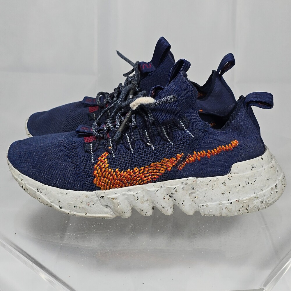 Nike Space Hippie 01 Midnight Navy Blue Magma Orange Men 10 Knit Sneakers